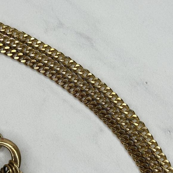 Rhinestone Heart Charm Toggle Gold Chain Belt Large (L/XL) Y2K Statement ✨ - Picture 5 of 11